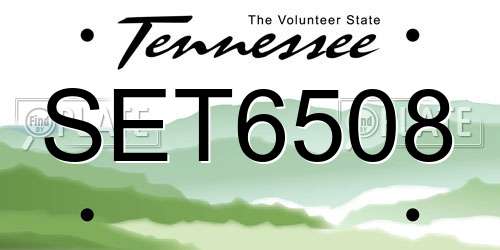 SET6508 Tennessee License Plate