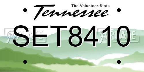 SET8410 Tennessee License Plate