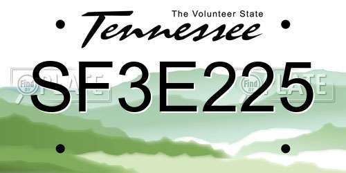 SF3E225 Tennessee License Plate