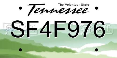 SF4F976 Tennessee License Plate
