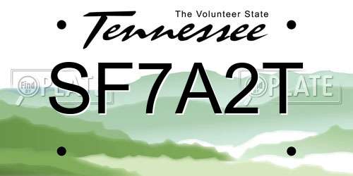 SF7A2T Tennessee License Plate