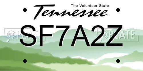 SF7A2Z Tennessee License Plate