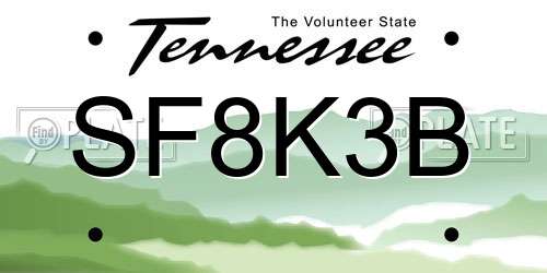 SF8K3B Tennessee License Plate