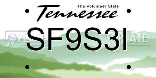 SF9S3I Tennessee License Plate