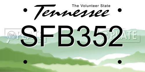 SFB352 Tennessee License Plate
