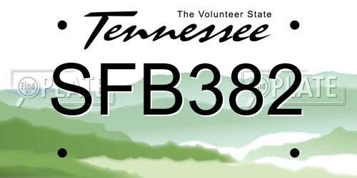SFB382 Tennessee License Plate