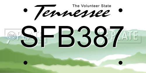 SFB387 Tennessee License Plate