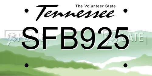 SFB925 Tennessee License Plate