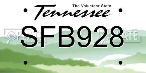 SFB928 Tennessee License Plate