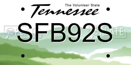 SFB92S Tennessee License Plate