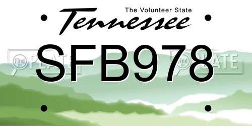 SFB978 Tennessee License Plate