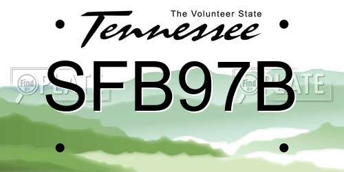 SFB97B Tennessee License Plate