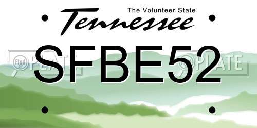 SFBE52 Tennessee License Plate
