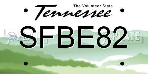 SFBE82 Tennessee License Plate