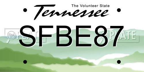 SFBE87 Tennessee License Plate