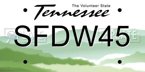 SFDW45 Tennessee License Plate