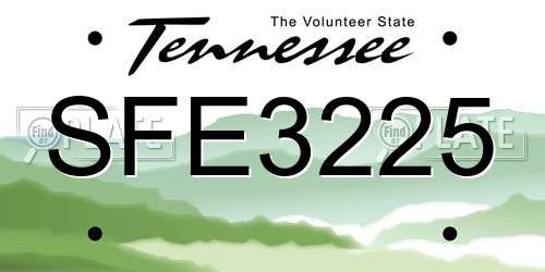 SFE3225 Tennessee License Plate