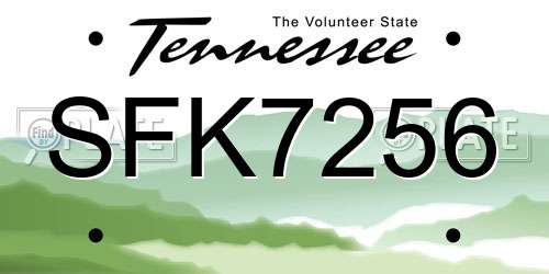 SFK7256 Tennessee License Plate