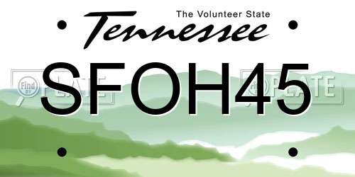SFOH45 Tennessee License Plate