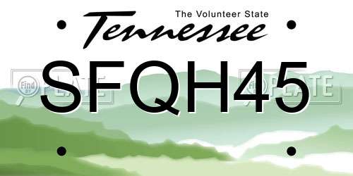 SFQH45 Tennessee License Plate