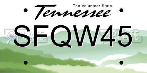 SFQW45 Tennessee License Plate