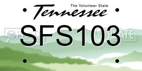SFS103 Tennessee License Plate