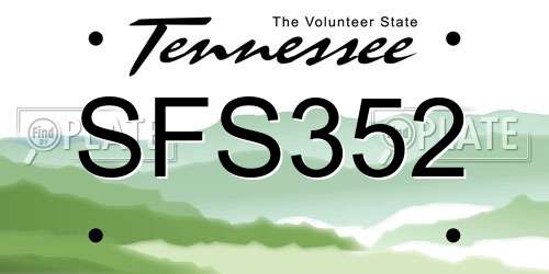 SFS352 Tennessee License Plate