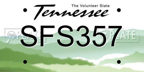 SFS357 Tennessee License Plate