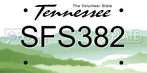 SFS382 Tennessee License Plate