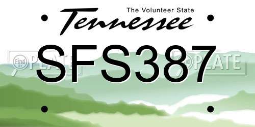 SFS387 Tennessee License Plate