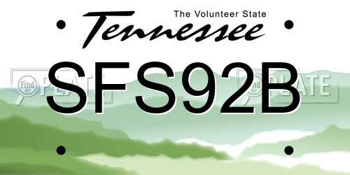 SFS92B Tennessee License Plate
