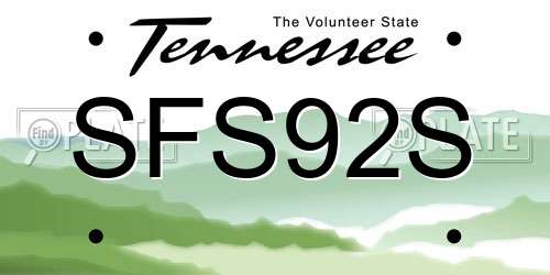 SFS92S Tennessee License Plate