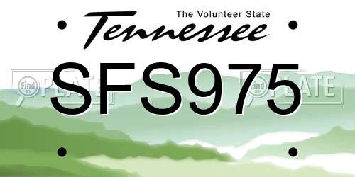 SFS975 Tennessee License Plate