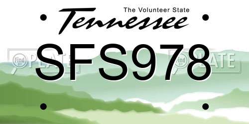 SFS978 Tennessee License Plate