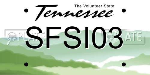 SFSI03 Tennessee License Plate