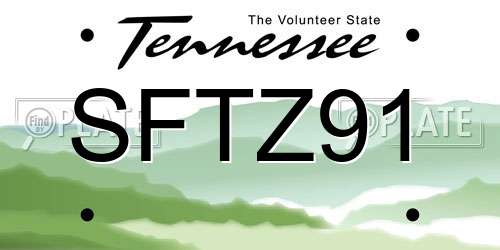 SFTZ91 Tennessee License Plate
