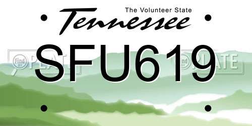 SFU619 Tennessee License Plate