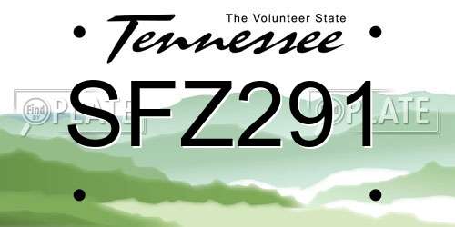 SFZ291 Tennessee License Plate