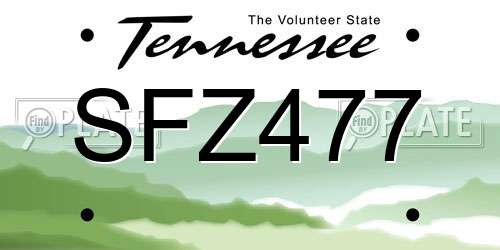 SFZ477 Tennessee License Plate