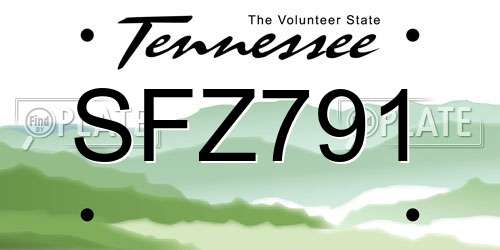 SFZ791 Tennessee License Plate