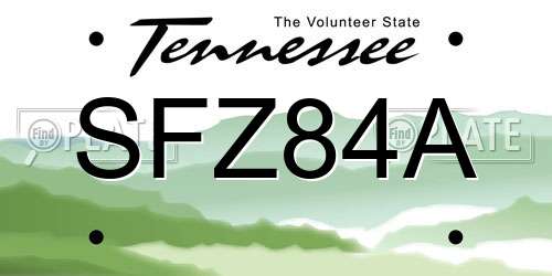 SFZ84A Tennessee License Plate