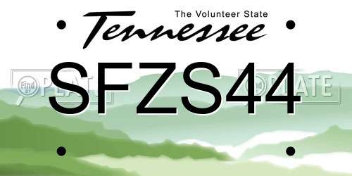 SFZS44 Tennessee License Plate