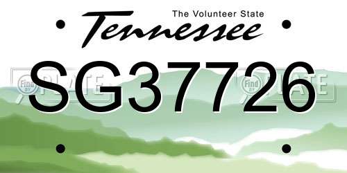 SG37726 Tennessee License Plate