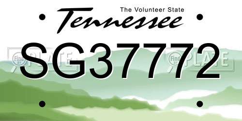 SG37772 Tennessee License Plate