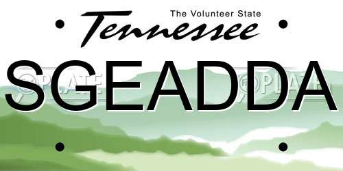 SGEADDA Tennessee License Plate
