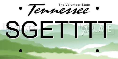 SGETTTT Tennessee License Plate