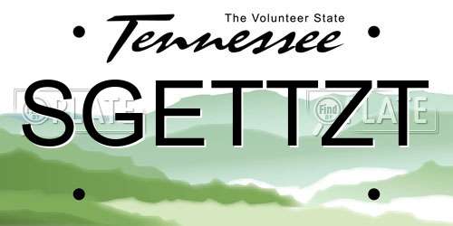 SGETTZT Tennessee License Plate