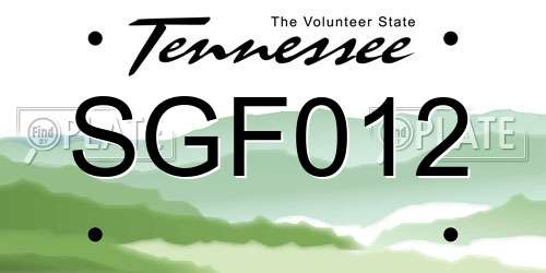 SGF012 Tennessee License Plate