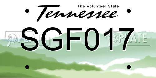 SGF017 Tennessee License Plate