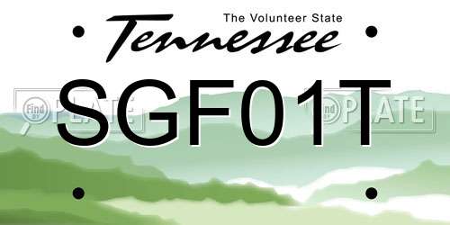SGF01T Tennessee License Plate
